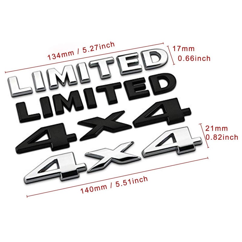 DSYCAR 4 X 4 +Limited Chrome 3D Decal Emblem Sticker Nameplate Badge Decoration for Jeep Grand Cherokee Wrangler Compass (Black) - Image 4